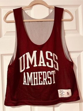UMass Amherst Men's Maroon/Light Gray Reversible Lacrosse Pinney tank -Sm
